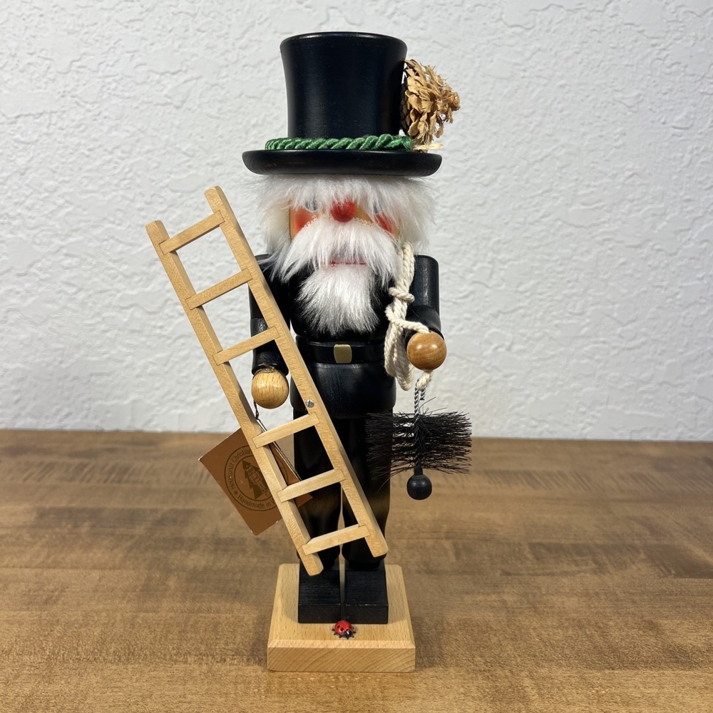 Vintage Christian Ulbricht Nutcracker " Chimney Sweep" with Lady‎ Bug Germany